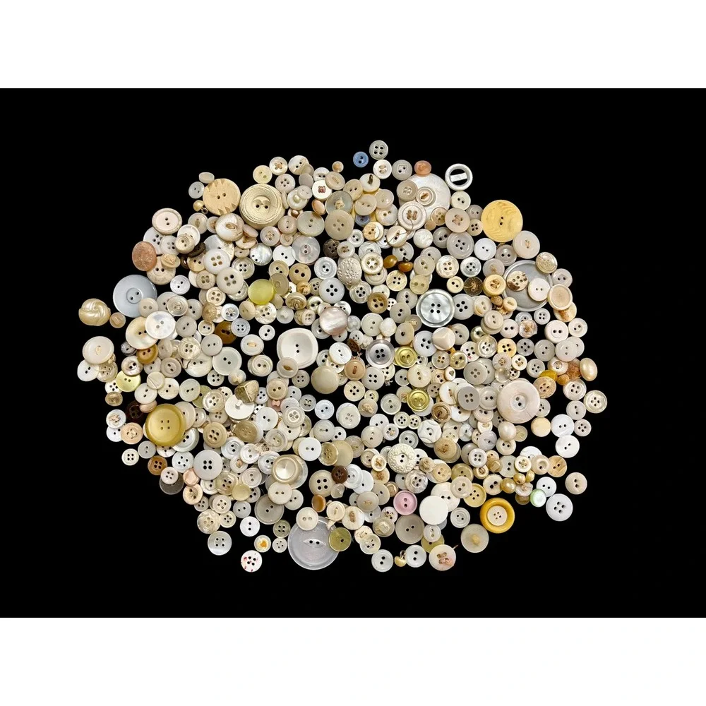 Vintage Button Lot Over 500 White Cream Neutral Craft Sewing